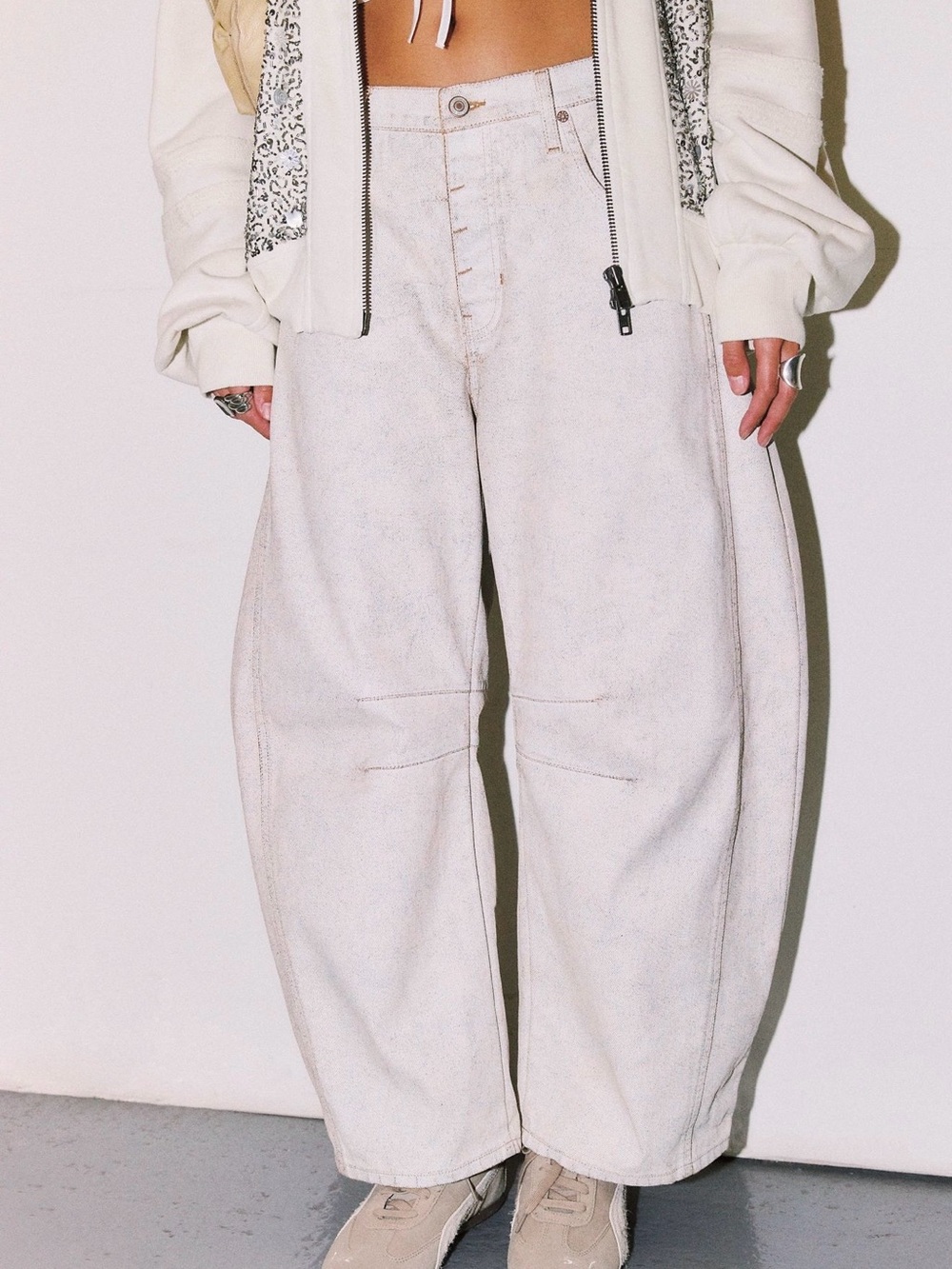 We The Free Free People Good Luck Coated Barrel Jeans - Picture 9 of 13